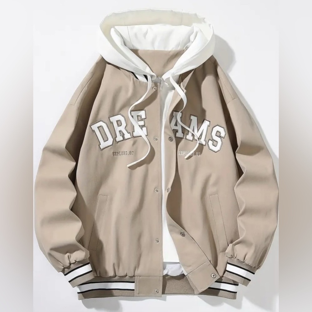 Mens Lighweight Hooded Khaki Jacket